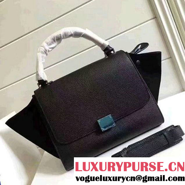 Celine Small Trapezre Bag In Grainy Calfskin & Suede Leather Black 2017 (OZZ-7041222 )