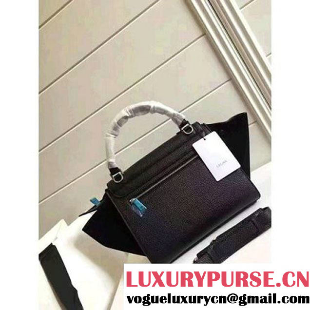 Celine Small Trapezre Bag In Grainy Calfskin & Suede Leather Black 2017 (OZZ-7041222 )