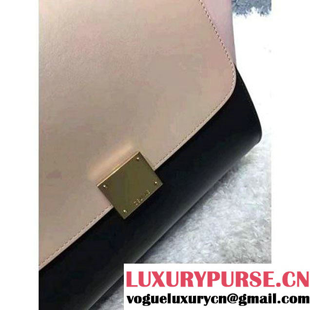 Celine Small Trapezre Tricolor Bag In Calfskin & Suede Leather Beige/Black/Pink 2017 (OZZ-7041223 )