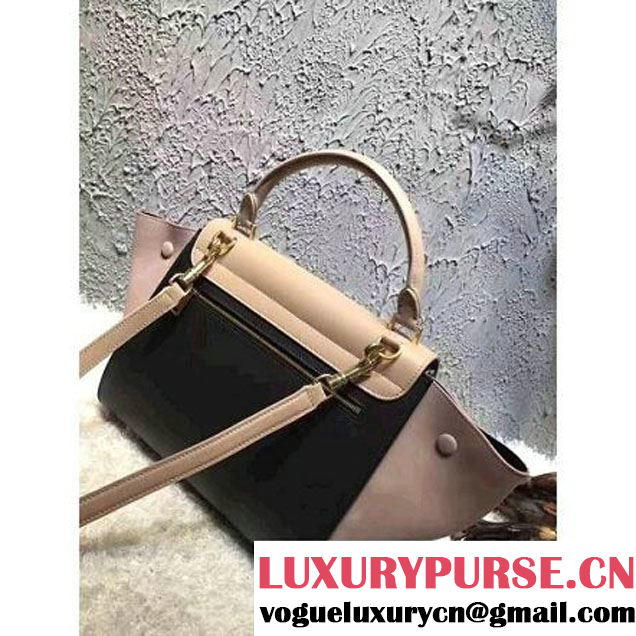 Celine Small Trapezre Tricolor Bag In Calfskin & Suede Leather Beige/Black/Pink 2017 (OZZ-7041223 )