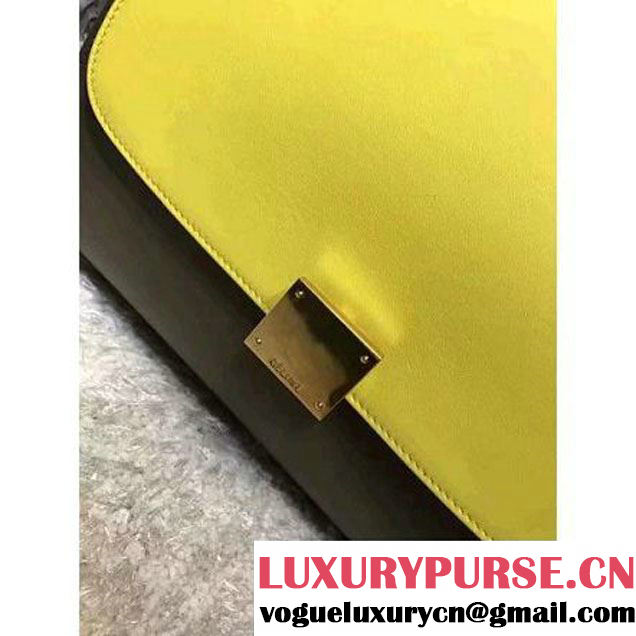 Celine Small Trapezre Tricolor Bag In Grainy & Smooth Calfskin Yellow/Brown 2017 (OZZ-7041225 )