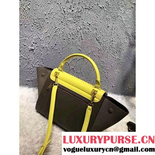 Celine Small Trapezre Tricolor Bag In Grainy & Smooth Calfskin Yellow/Brown 2017 (OZZ-7041225 )