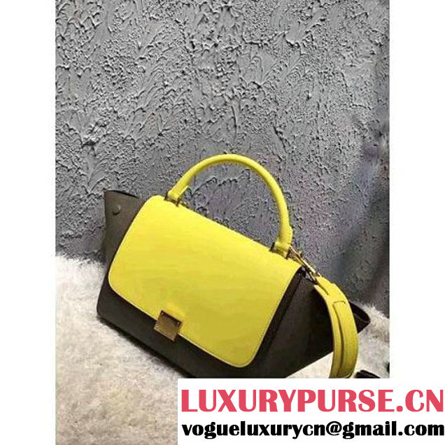 Celine Small Trapezre Tricolor Bag In Grainy & Smooth Calfskin Yellow/Brown 2017 (OZZ-7041225 )