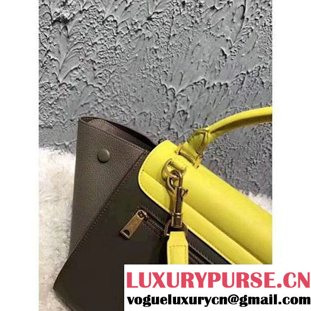 Celine Small Trapezre Tricolor Bag In Grainy & Smooth Calfskin Yellow/Brown 2017 (OZZ-7041225 )