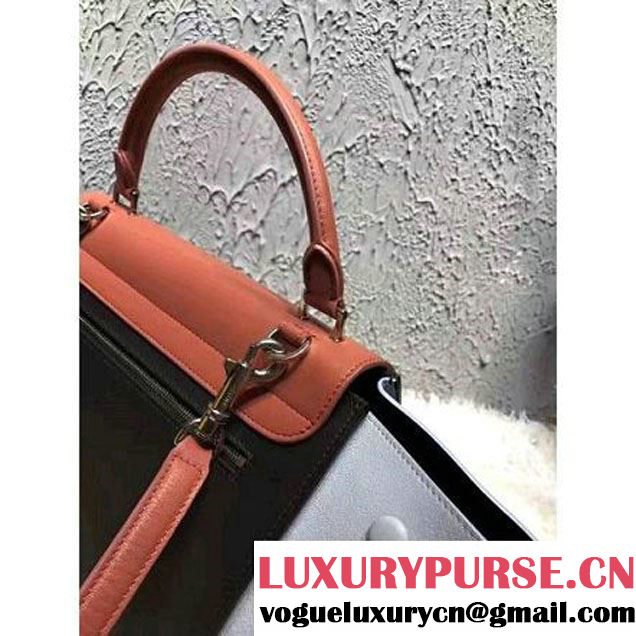 Celine Small Trapezre Tricolor Bag In Smooth Calfskin Leather Orange/Black/Ciel 2017 (OZZ-7041228 )
