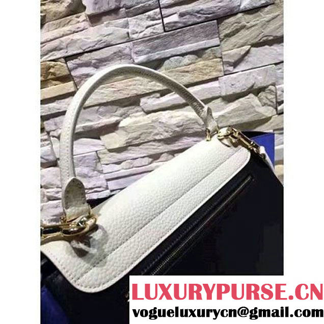Celine Small Trapezre Tricolor Bag In Grainy Calfskin & Suede Leather White/Black/Blue 2017 (OZZ-7041229 )