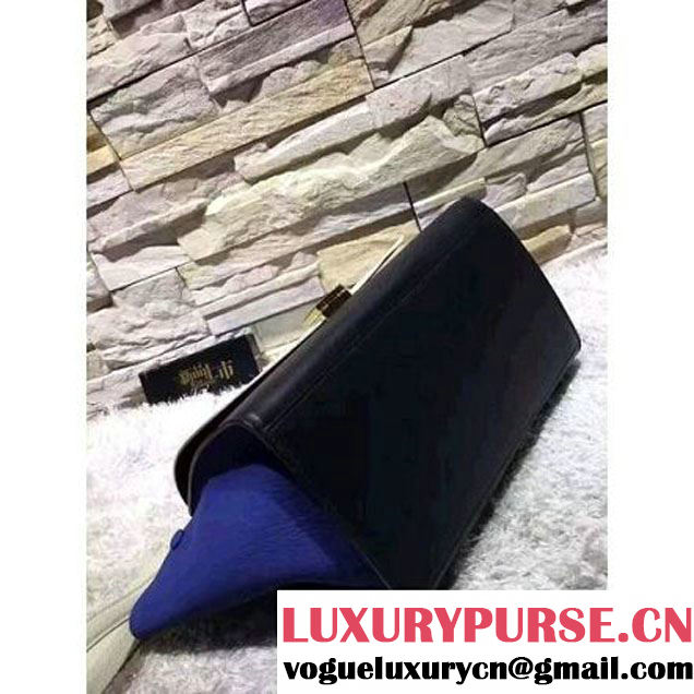 Celine Small Trapezre Tricolor Bag In Grainy Calfskin & Suede Leather White/Black/Blue 2017 (OZZ-7041229 )