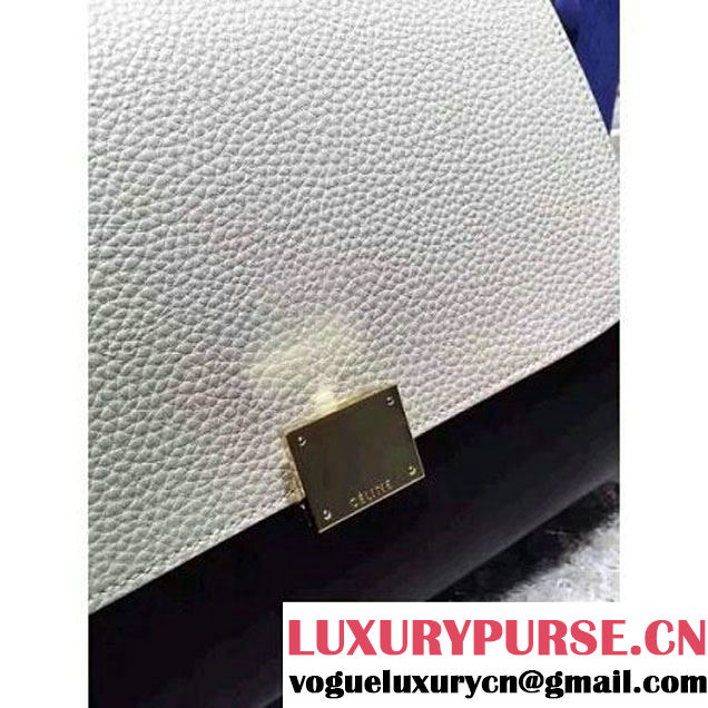 Celine Small Trapezre Tricolor Bag In Grainy Calfskin & Suede Leather White/Black/Blue 2017 (OZZ-7041229 )