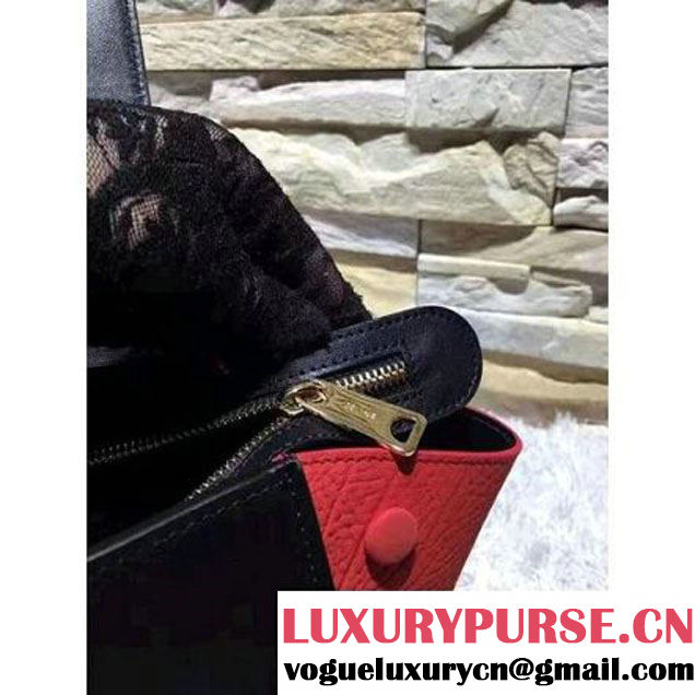 Celine Small Trapezre Tricolor Bag In Grainy & Smooth Leather Blue/Black/Red 2017 (OZZ-7041231 )