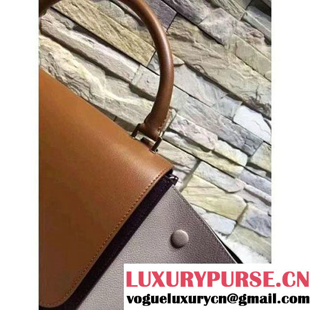 Celine Small Trapezre Tricolor Bag In Smooth & Grainy Leather Brown/Burgundy/Gray 2017 (OZZ-7041232 )