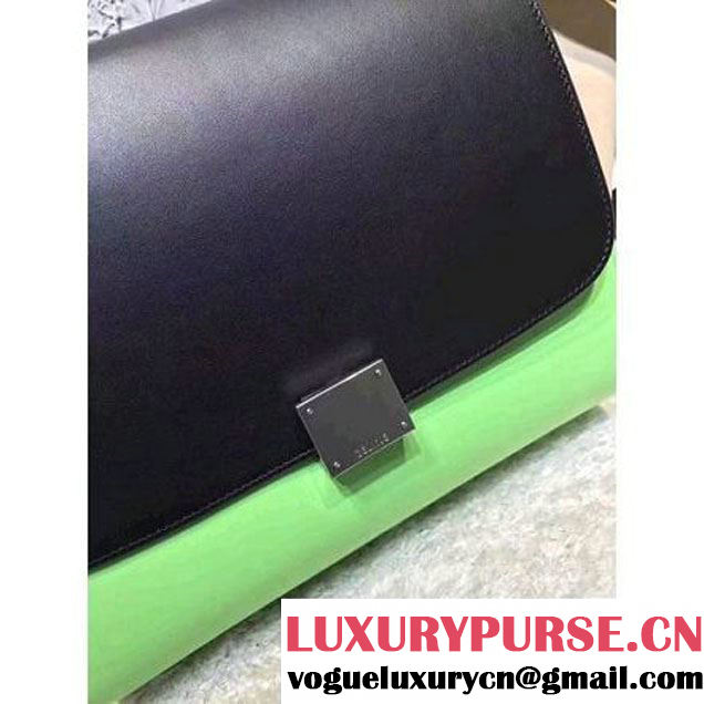 Celine Small Trapezre Tricolor Bag In Smooth Calfskin & Suede Leather Black/Green/Beige 2017 (OZZ-7041236 )