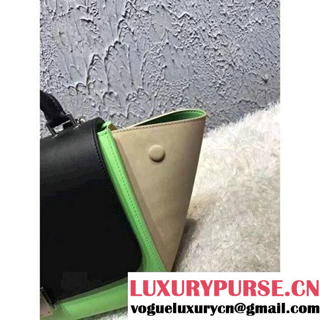 Celine Small Trapezre Tricolor Bag In Smooth Calfskin & Suede Leather Black/Green/Beige 2017 (OZZ-7041236 )