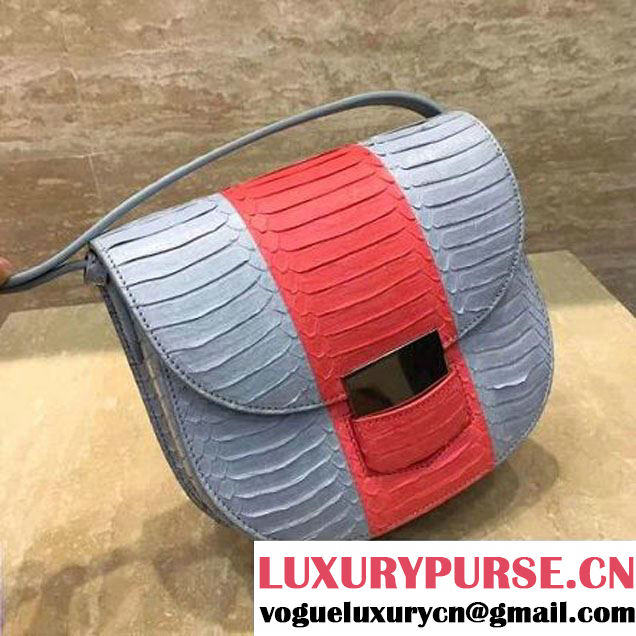 Celine Small Trotteur Shoulder Bag In Cloud/Poppy Snake Leather 2017 (1A021-7050331 )