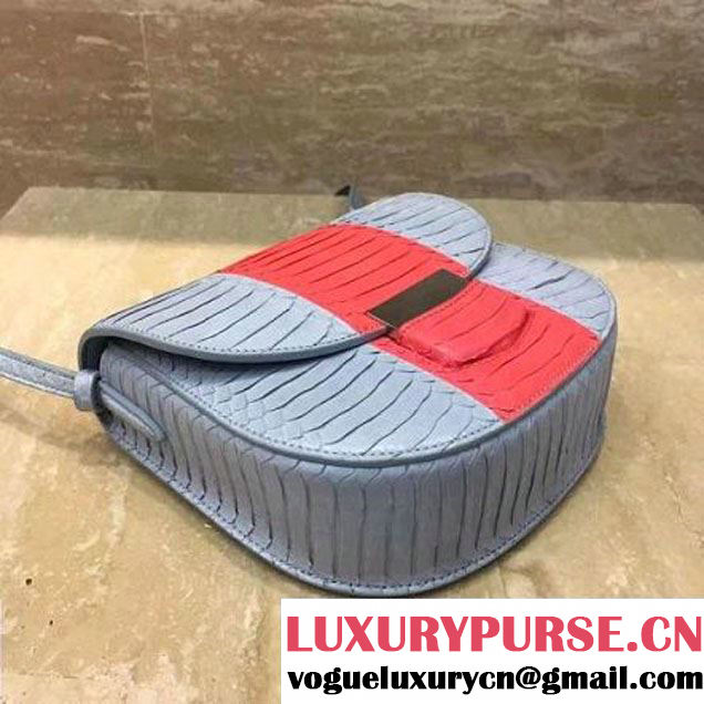 Celine Small Trotteur Shoulder Bag In Cloud/Poppy Snake Leather 2017 (1A021-7050331 )