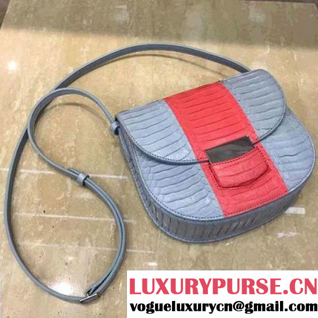 Celine Small Trotteur Shoulder Bag In Cloud/Poppy Snake Leather 2017 (1A021-7050331 )