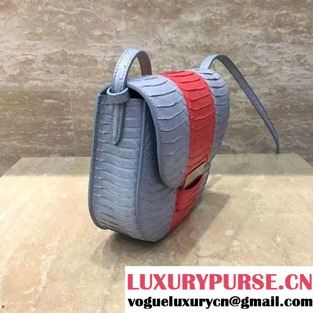 Celine Small Trotteur Shoulder Bag In Cloud/Poppy Snake Leather 2017 (1A021-7050331 )