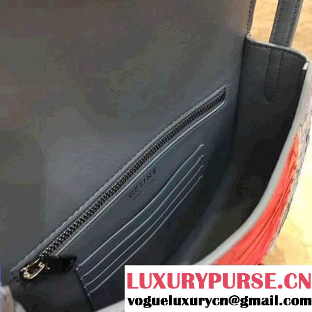 Celine Small Trotteur Shoulder Bag In Cloud/Poppy Snake Leather 2017 (1A021-7050331 )