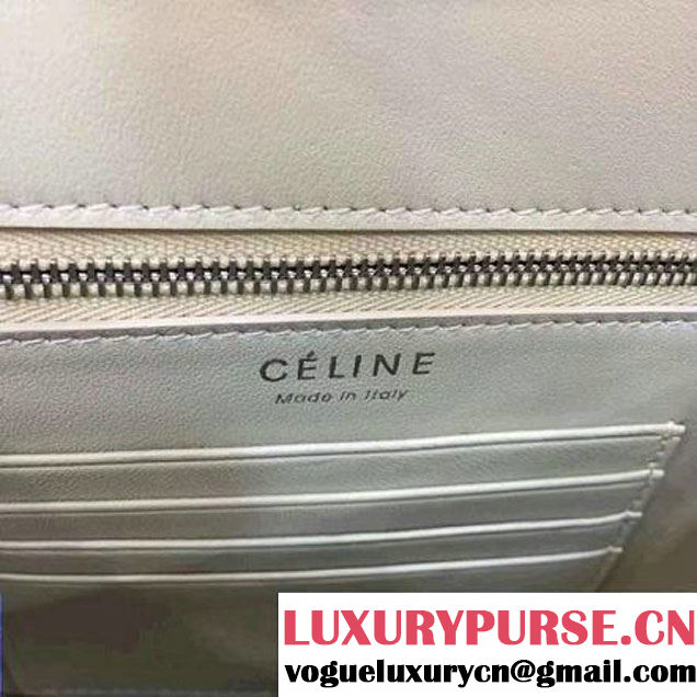 Celine Small Trotteur Shoulder Bag In White/Blue Snake Leather 2017 (1A021-7050332 )