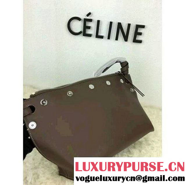 Celine Medium Sailor Bag With Studs In Dark Brown Calfskin Spring 2016 (2A021-6030201 )