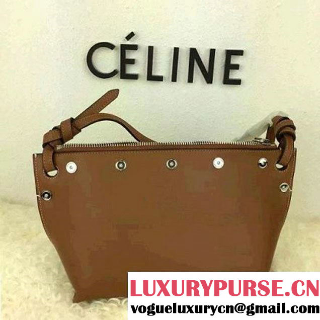 Celine Medium Sailor Bag With Studs In Brown Calfskin Spring 2016 (2A021-6030202 )