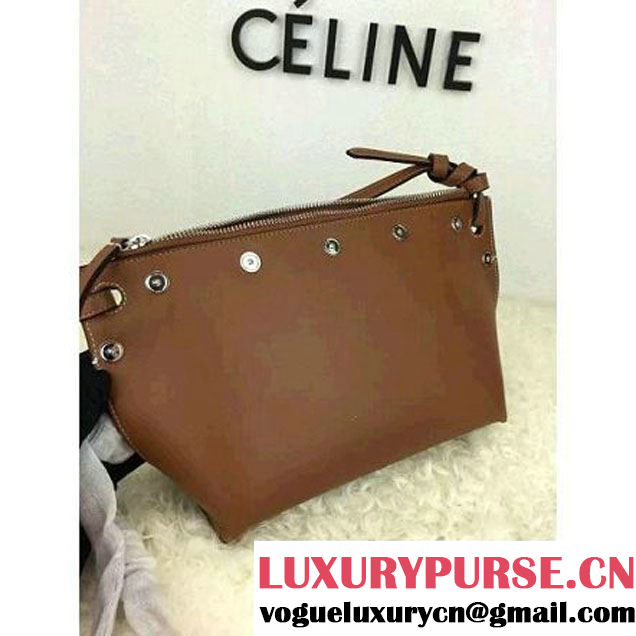 Celine Medium Sailor Bag With Studs In Brown Calfskin Spring 2016 (2A021-6030202 )