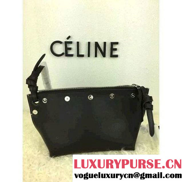 Celine Medium Sailor Bag With Studs In Black Calfskin Spring 2016 (2A021-6030203 )