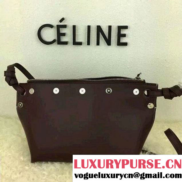 Celine Medium Sailor Bag With Studs In Burgundy Calfskin Spring 2016 (2A021-6030205 )