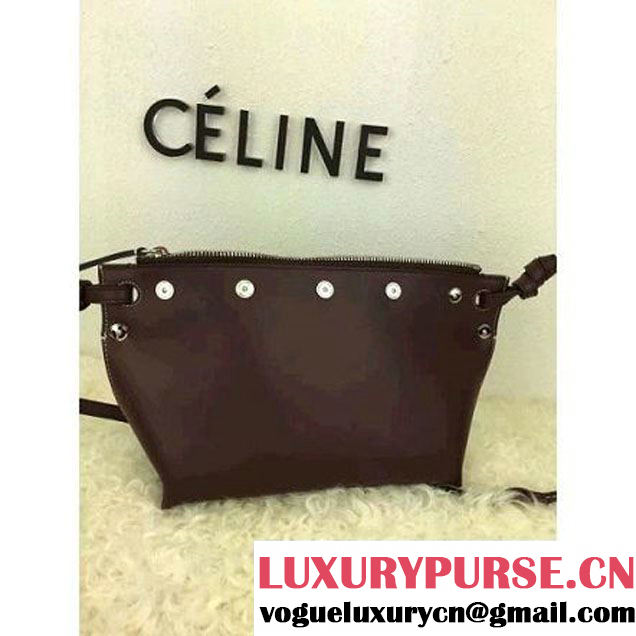 Celine Medium Sailor Bag With Studs In Burgundy Calfskin Spring 2016 (2A021-6030205 )