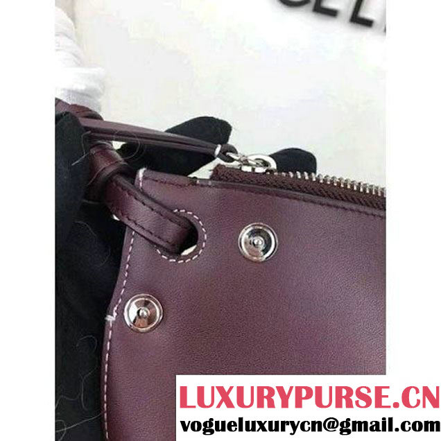 Celine Medium Sailor Bag With Studs In Burgundy Calfskin Spring 2016 (2A021-6030205 )