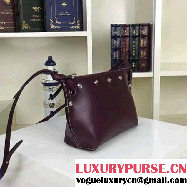 Celine Small Sailor Bag With Studs In Burgundy Calfskin Spring 2016 (2A011-6041922 )