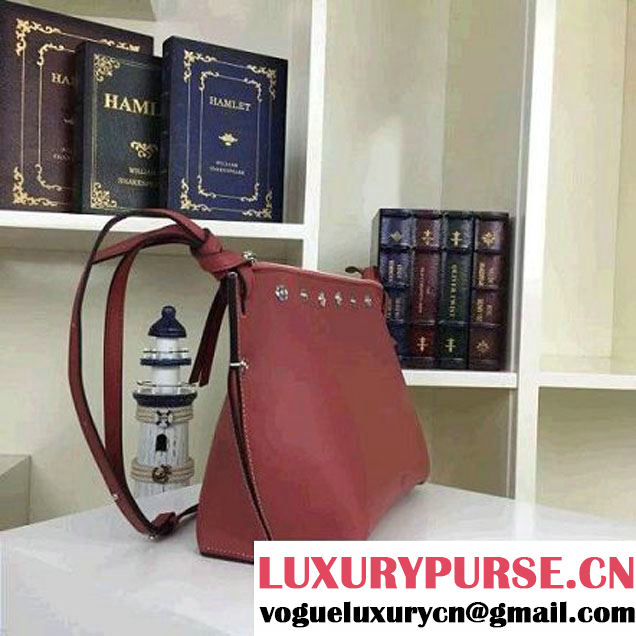 Celine Medium Sailor Bag With Studs In Brick-red Calfskin Spring 2016 (2A011-6041924 )