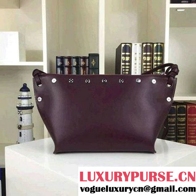 Celine Medium Sailor Bag With Studs In Burgundy Calfskin Spring 2016 (2A011-6041928 )