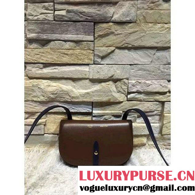 Celine Strap Clutch On Strap In Shiny Calfskin Brown/Blue Summer 2016 (1A021-6061323 )