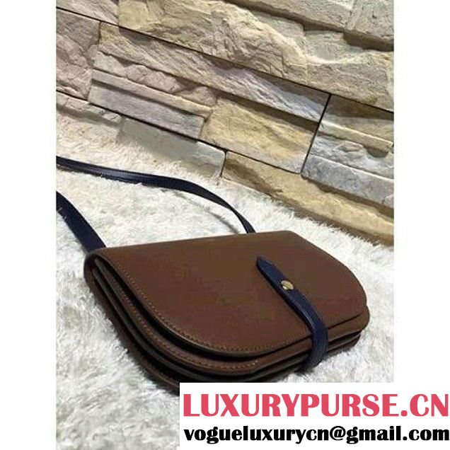 Celine Strap Clutch On Strap In Shiny Calfskin Brown/Blue Summer 2016 (1A021-6061323 )