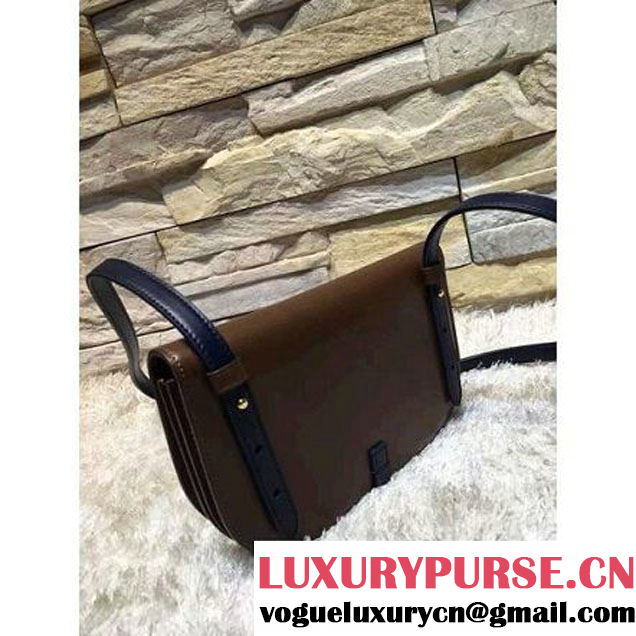 Celine Strap Clutch On Strap In Shiny Calfskin Brown/Blue Summer 2016 (1A021-6061323 )