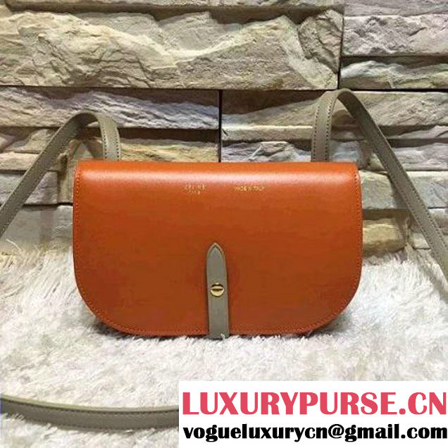 Celine Strap Clutch On Strap In Shiny Calfskin Orange/Gray Summer 2016 (1A021-6061325 )