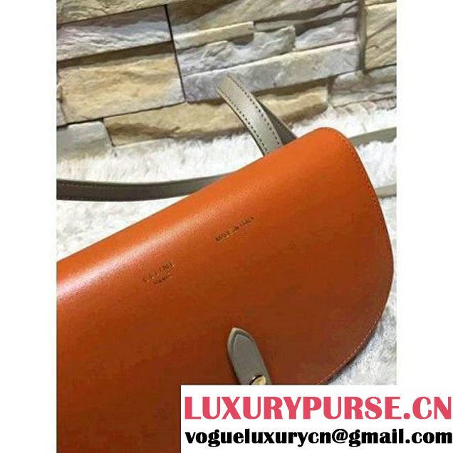 Celine Strap Clutch On Strap In Shiny Calfskin Orange/Gray Summer 2016 (1A021-6061325 )