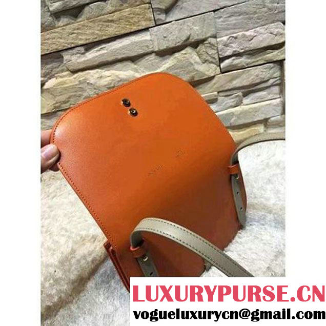 Celine Strap Clutch On Strap In Shiny Calfskin Orange/Gray Summer 2016 (1A021-6061325 )
