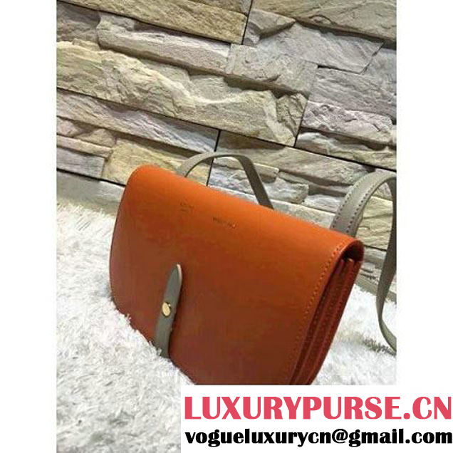 Celine Strap Clutch On Strap In Shiny Calfskin Orange/Gray Summer 2016 (1A021-6061325 )