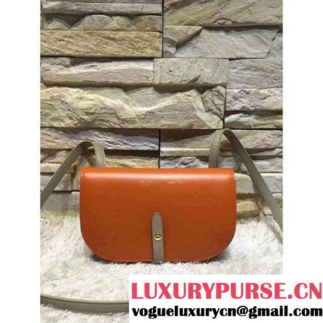 Celine Strap Clutch On Strap In Shiny Calfskin Orange/Gray Summer 2016 (1A021-6061325 )