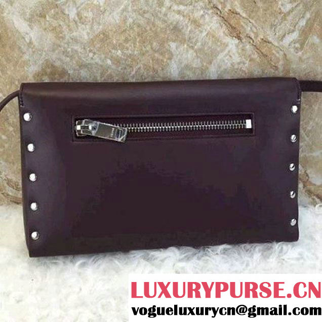Celine Burgundy Smooth Calfskin Biker Evening Clutch On Strap Bag 2016 (1A021-6062113 )