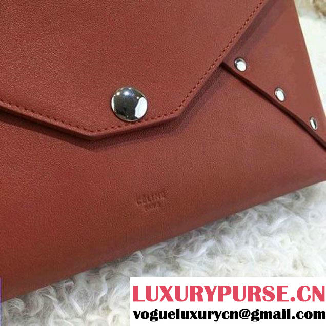 Celine Smooth Calfskin Biker Evening Clutch On Strap Bag Orange 2016 (1A021-6062114 )