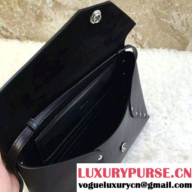 Celine Smooth Calfskin Biker Evening Clutch On Strap Bag Black 2016 (1A021-6062115 )