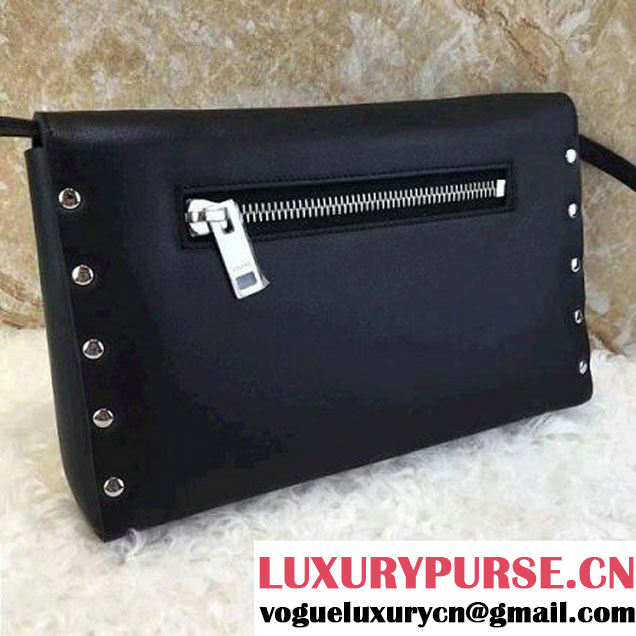 Celine Smooth Calfskin Biker Evening Clutch On Strap Bag Black 2016 (1A021-6062115 )