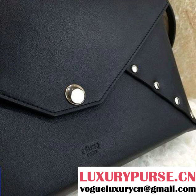 Celine Smooth Calfskin Biker Evening Clutch On Strap Bag Black 2016 (1A021-6062115 )