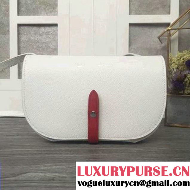Celine Strap Clutch On Strap In Grained Calfskin White/Red 2016 (2A011-6091714 )