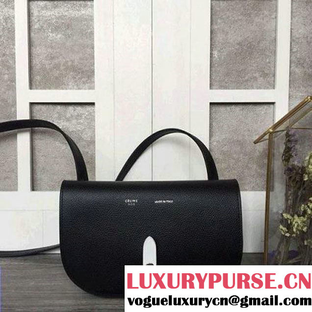Celine Strap Clutch On Strap In Grained Calfskin Black/White 2016 (2A011-6091716 )