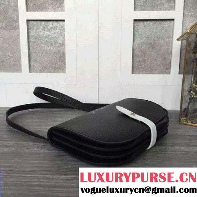 Celine Strap Clutch On Strap In Grained Calfskin Black/White 2016 (2A011-6091716 )