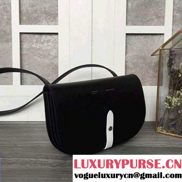 Celine Strap Clutch On Strap In Grained Calfskin Black/White 2016 (2A011-6091716 )