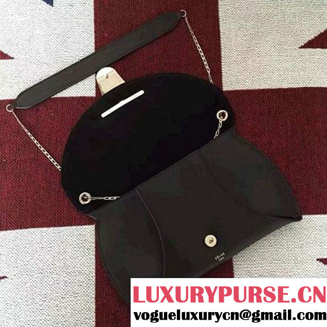 Celine Chain Clutch Bag In Black Smooth Calfskin Fall 2016 (2A011-6112101 )